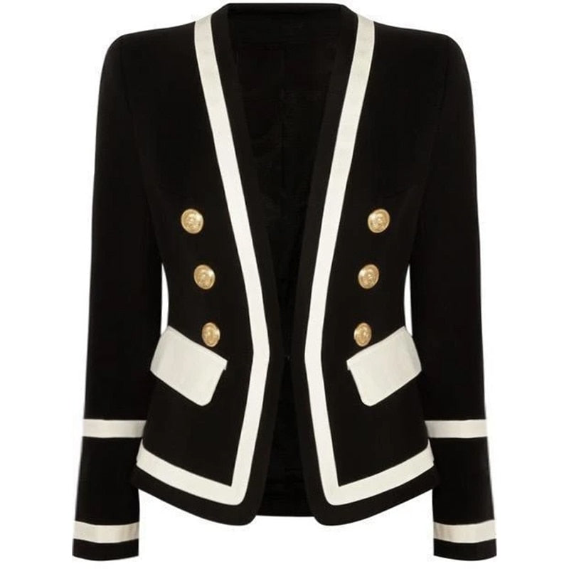 Classic Women's Blazer in Black and White Colors