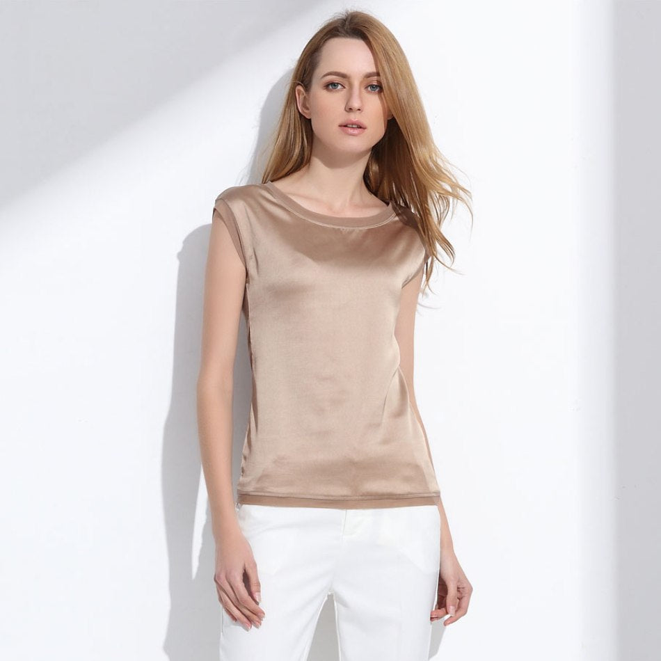 Elegant Summer Sleeveless Silky Chiffon Women's Blouse