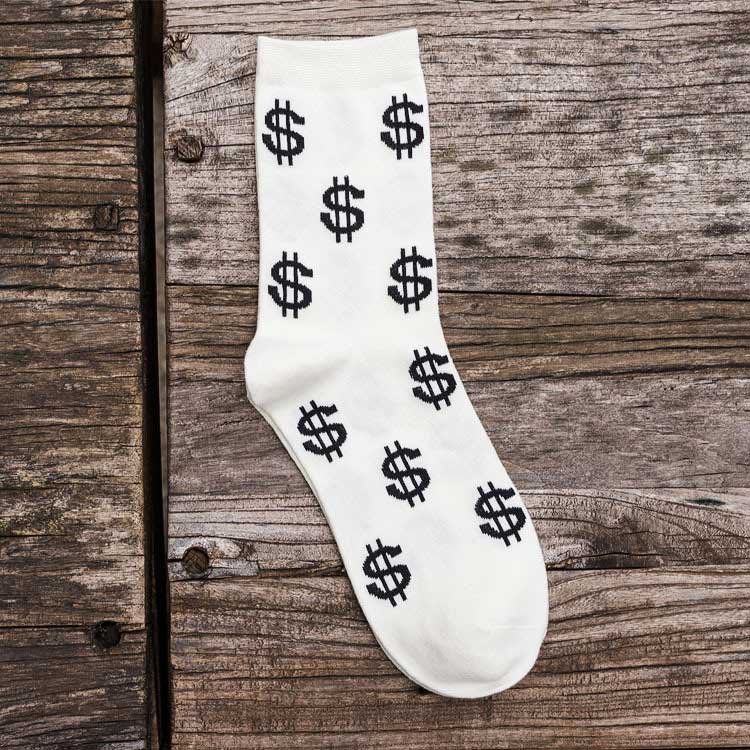 Men's Casual Cotton Socks with Money Themed Pattern