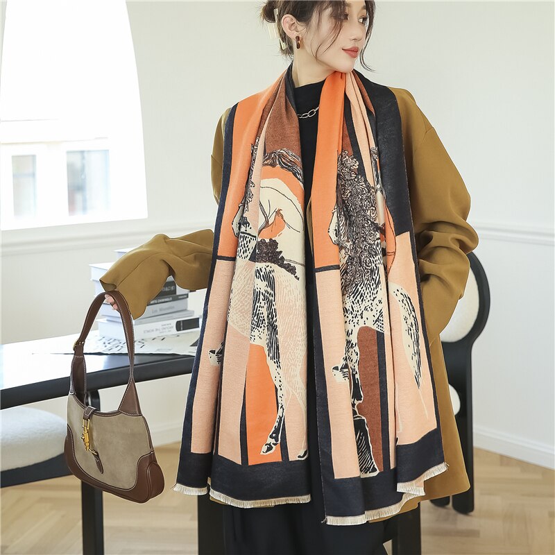 Women's Colorful Printed Warm Scarf