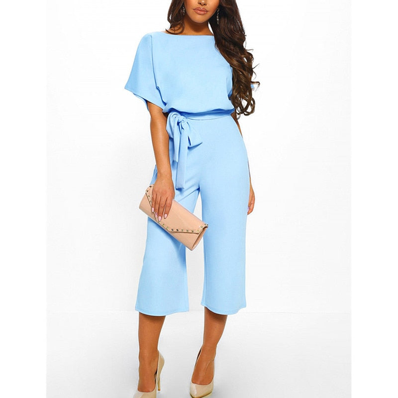 Cotton Bandage Women's Jumpsuit with Belt