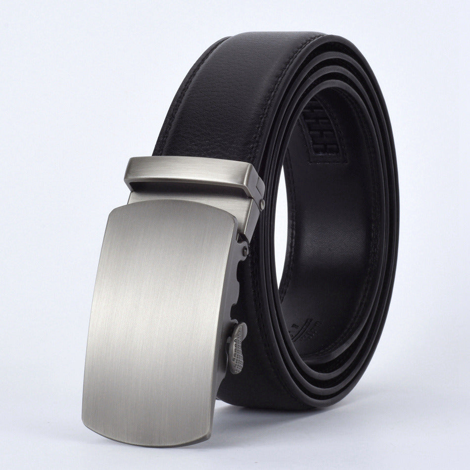 Elegant Monocolor Black Belt With Automatical Buckle