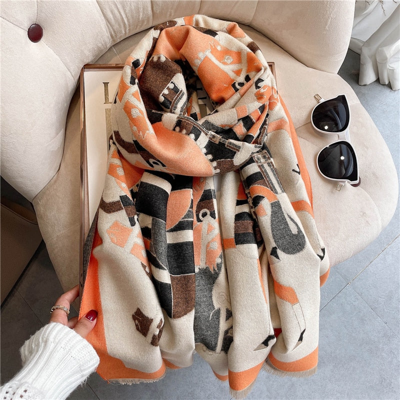 Women's Colorful Printed Warm Scarf