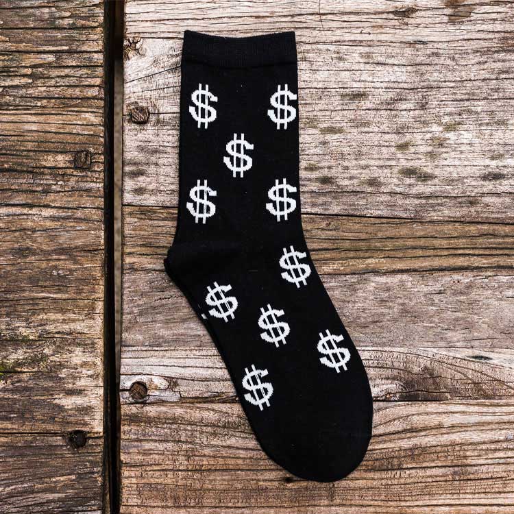 Men's Casual Cotton Socks with Money Themed Pattern