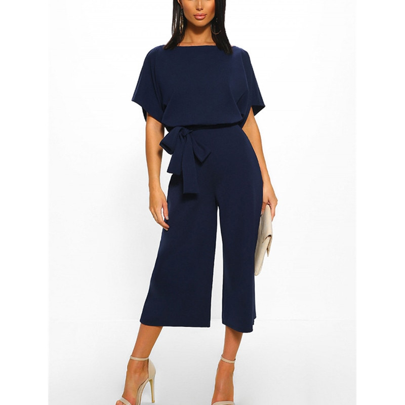 Cotton Bandage Women's Jumpsuit with Belt