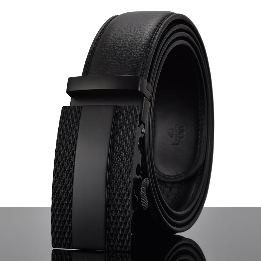 Elegant Monocolor Black Belt With Automatical Buckle