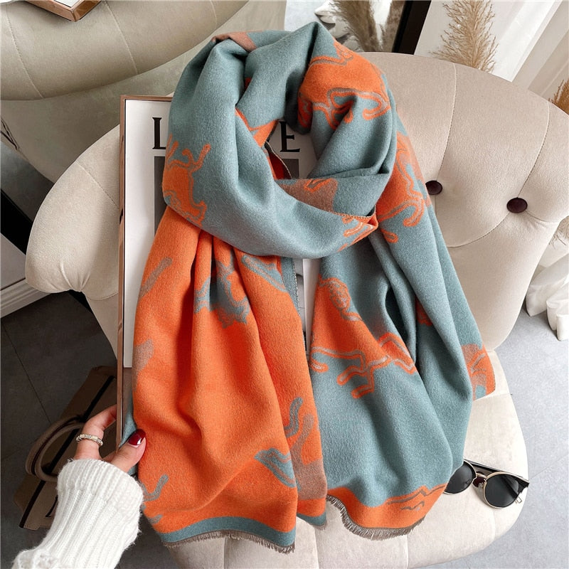 Women's Colorful Printed Warm Scarf