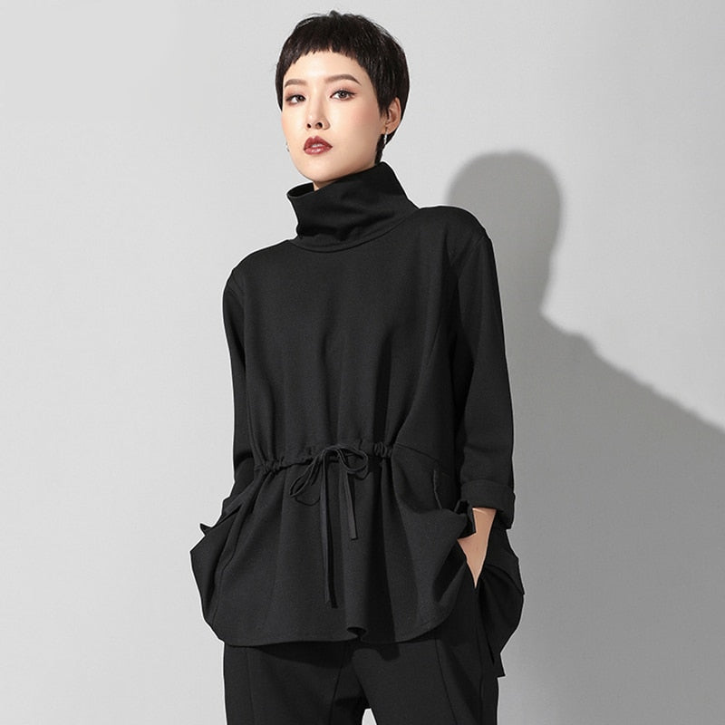 Women's Black Turtleneck Shirt