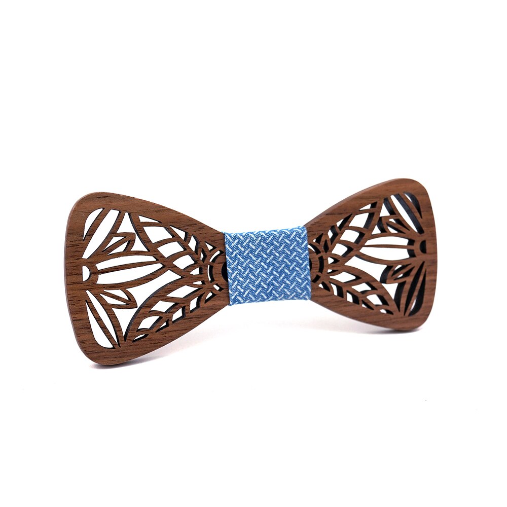 Men's Carved Flowers Wooden Bow Tie