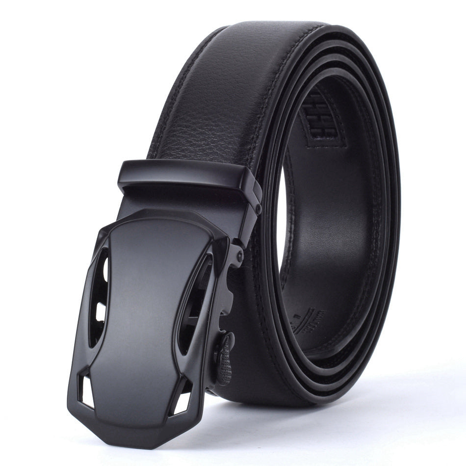 Elegant Monocolor Black Belt With Automatical Buckle