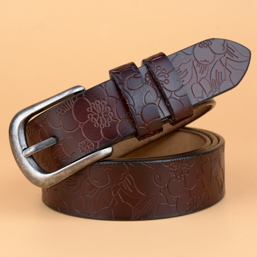 Vintage Floral Genuine Leather Women's Belt