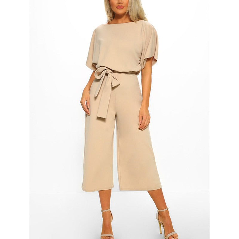 Cotton Bandage Women's Jumpsuit with Belt