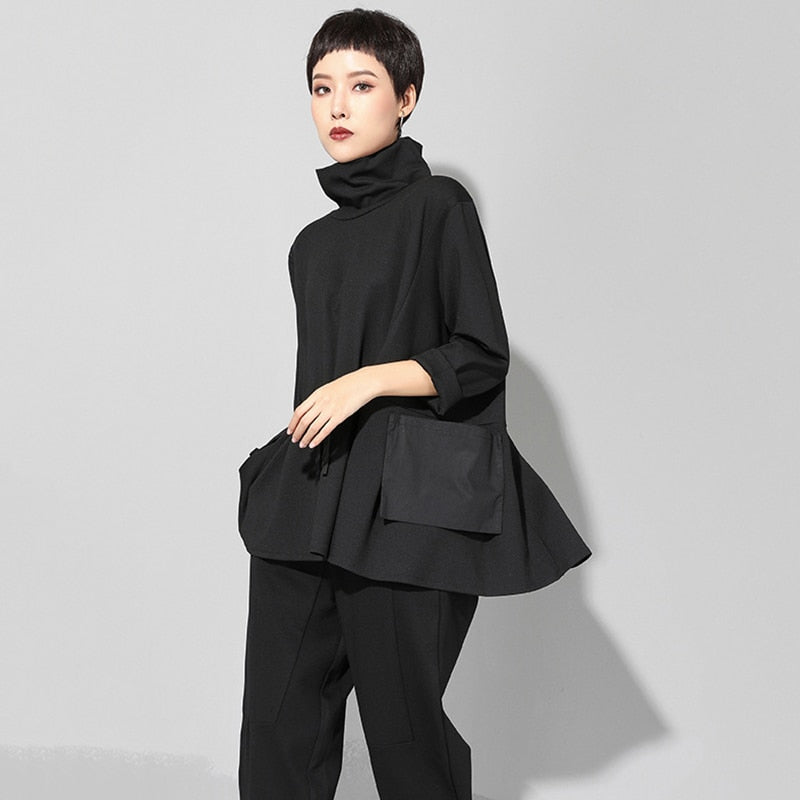 Women's Black Turtleneck Shirt