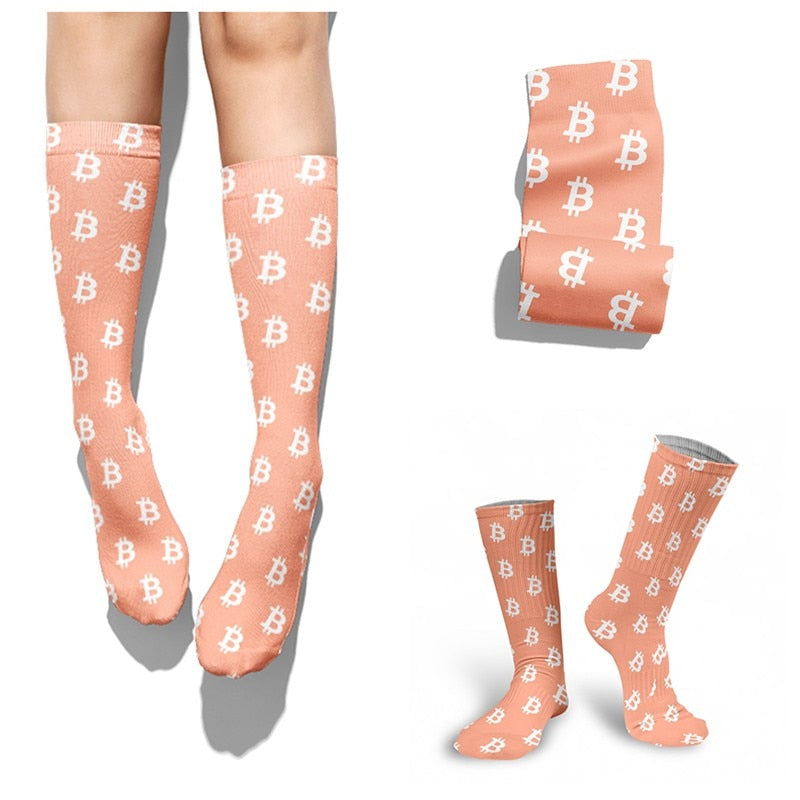 Women's Bitcoin Printed Long Socks