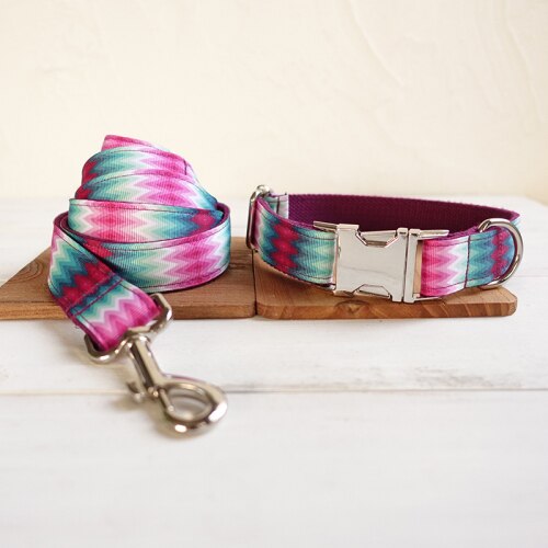 Colorful Dog Collar and Leash Sets