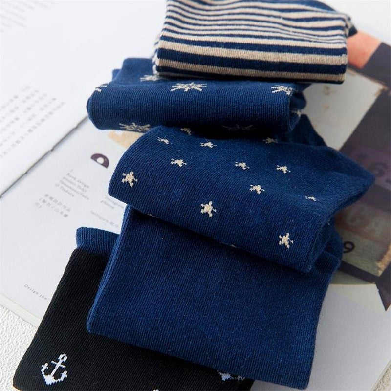 Men's Marine Theme Socks 5 Pairs Set