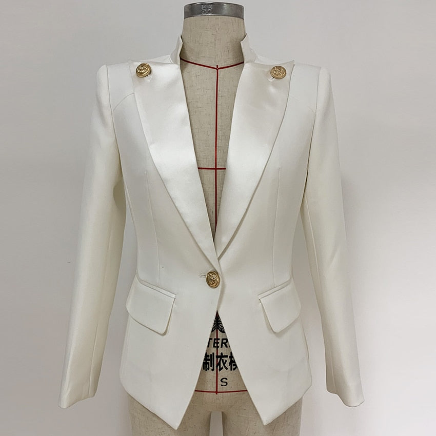 Black and White Women's Jacket with Collar