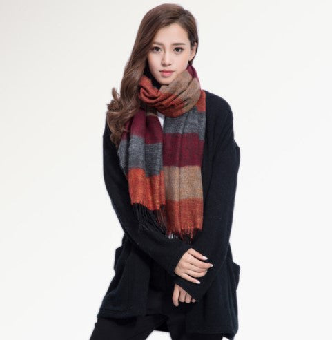 Warm Wide Stripped Pashmina Scarf