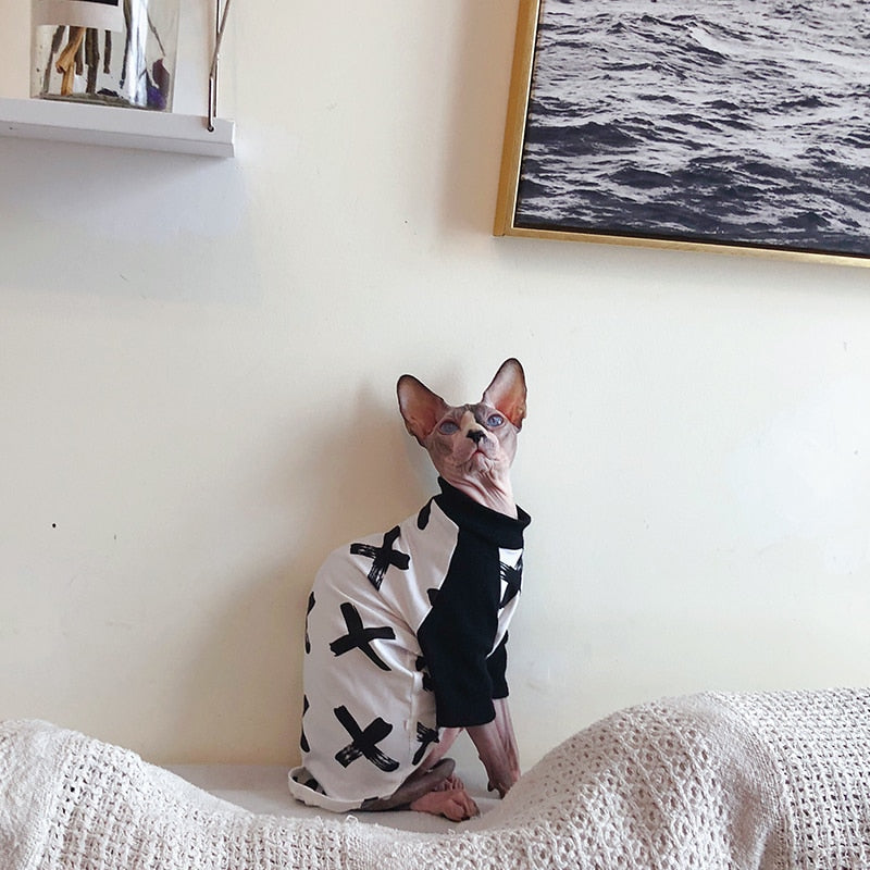 Cotton Printed Sweater with Necklace for Cats