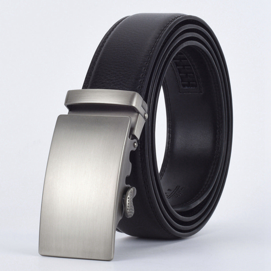 Elegant Monocolor Black Belt With Automatical Buckle