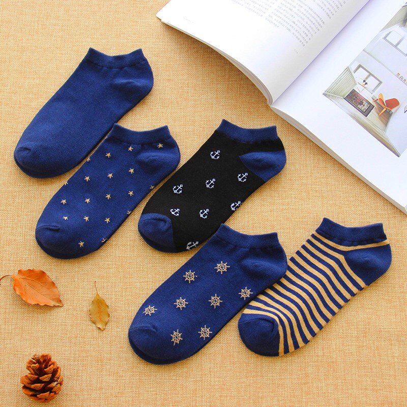 Men's Marine Theme Socks 5 Pairs Set