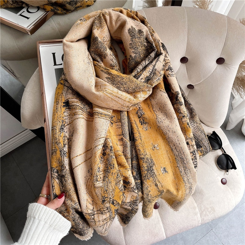 Women's Colorful Printed Warm Scarf