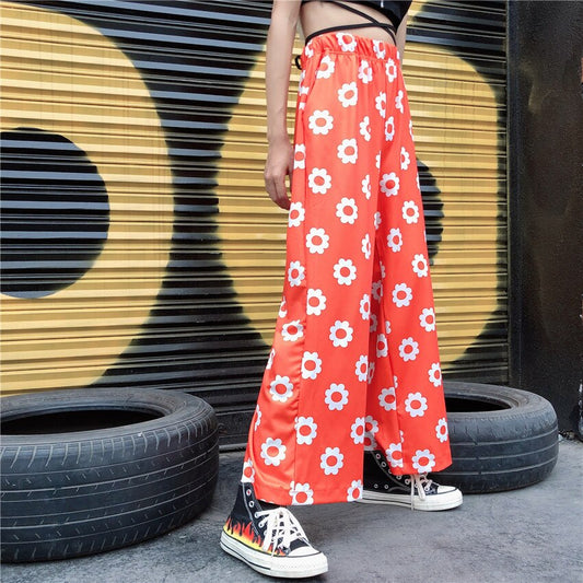 High Waisted Women's Pants in Floral Print