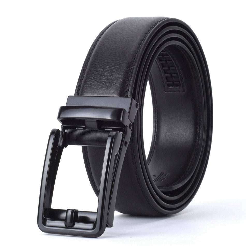 Elegant Monocolor Black Belt With Automatical Buckle