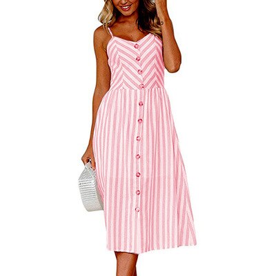 Button Down Women's Midi Dress with Pockets