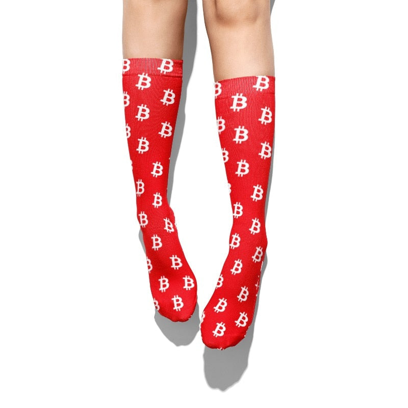 Women's Bitcoin Printed Long Socks