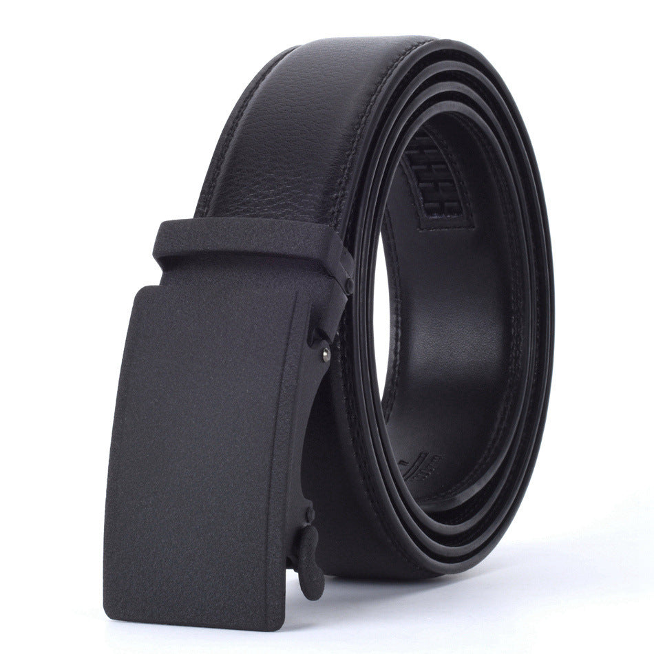 Elegant Monocolor Black Belt With Automatical Buckle