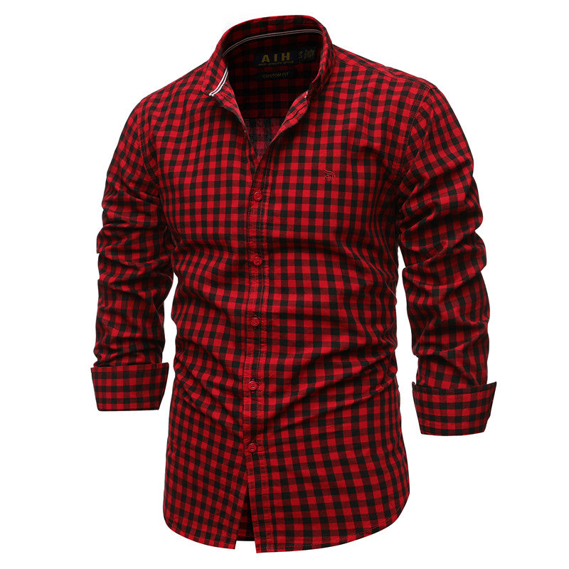 Men's Casual Cotton Plaid Patterned Shirt