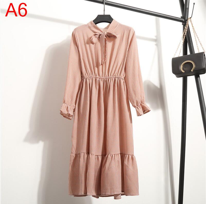 Midi Chiffon Women's Dress with Long Sleeves