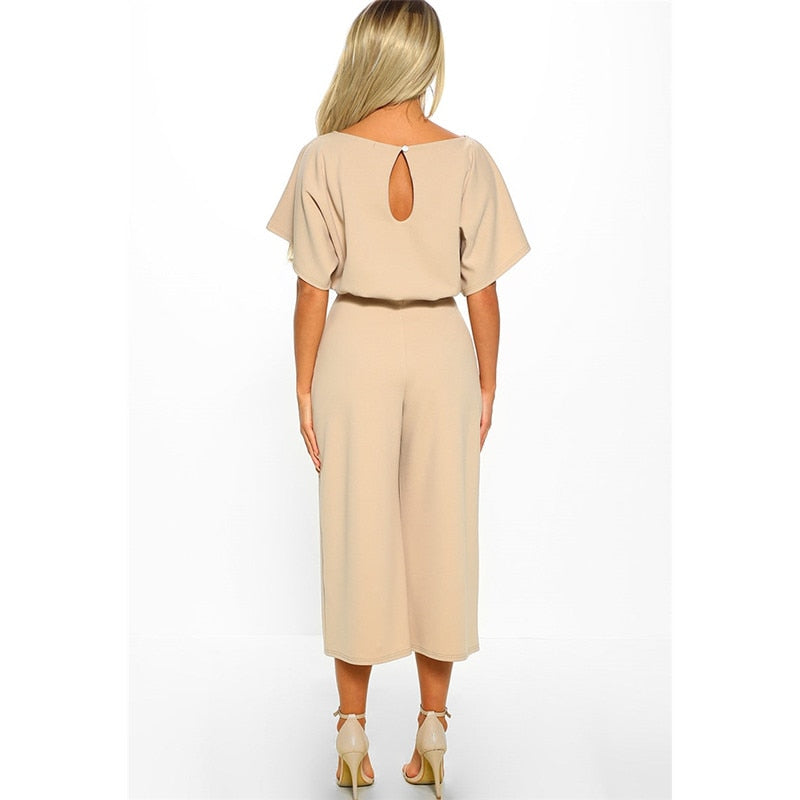 Cotton Bandage Women's Jumpsuit with Belt