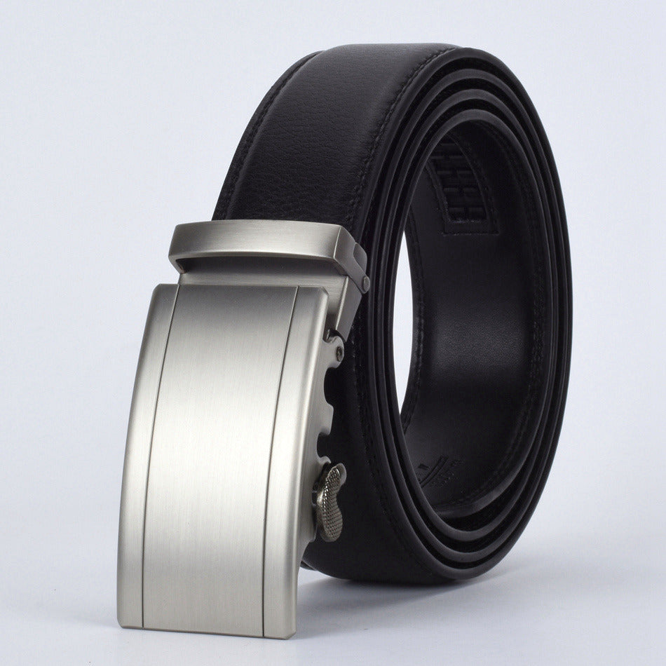 Elegant Monocolor Black Belt With Automatical Buckle