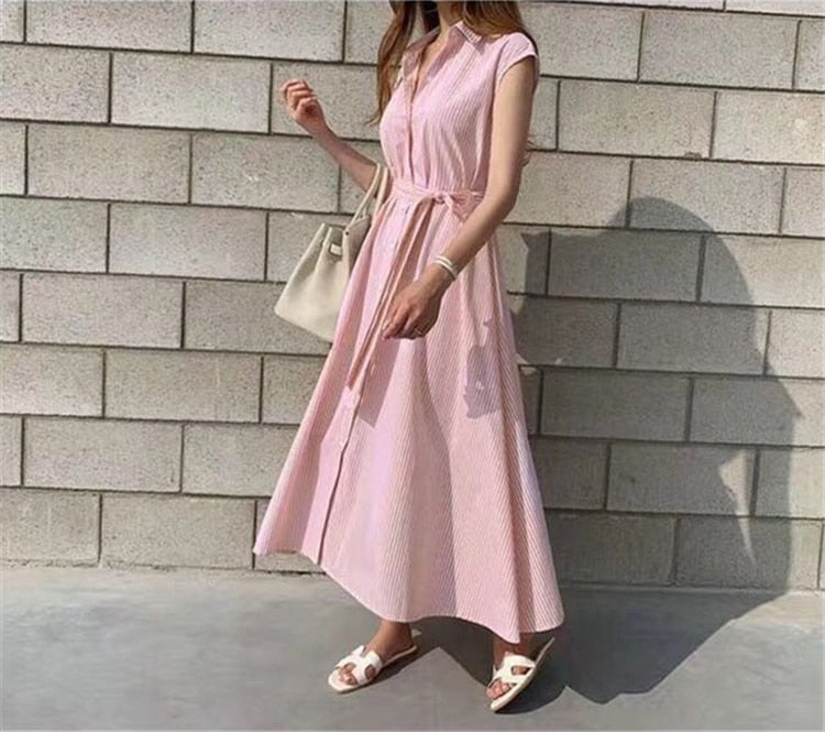 Striped Oversized Women's Maxi Dress in Casual