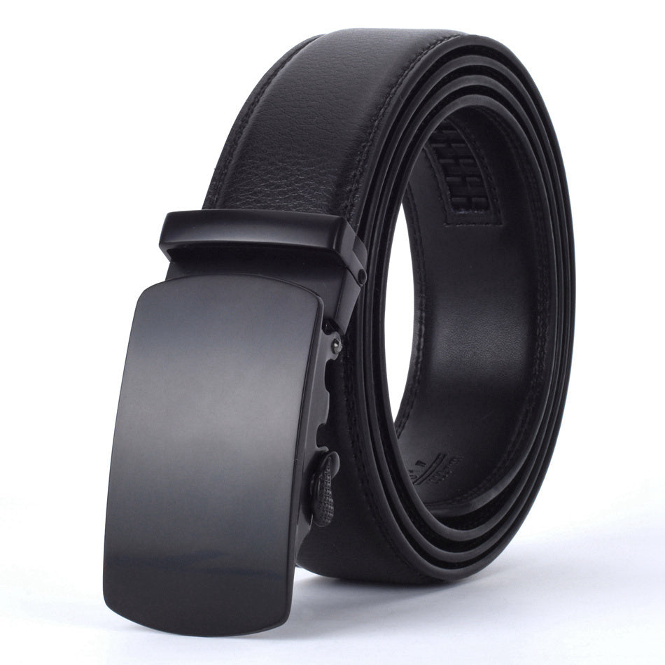 Elegant Monocolor Black Belt With Automatical Buckle