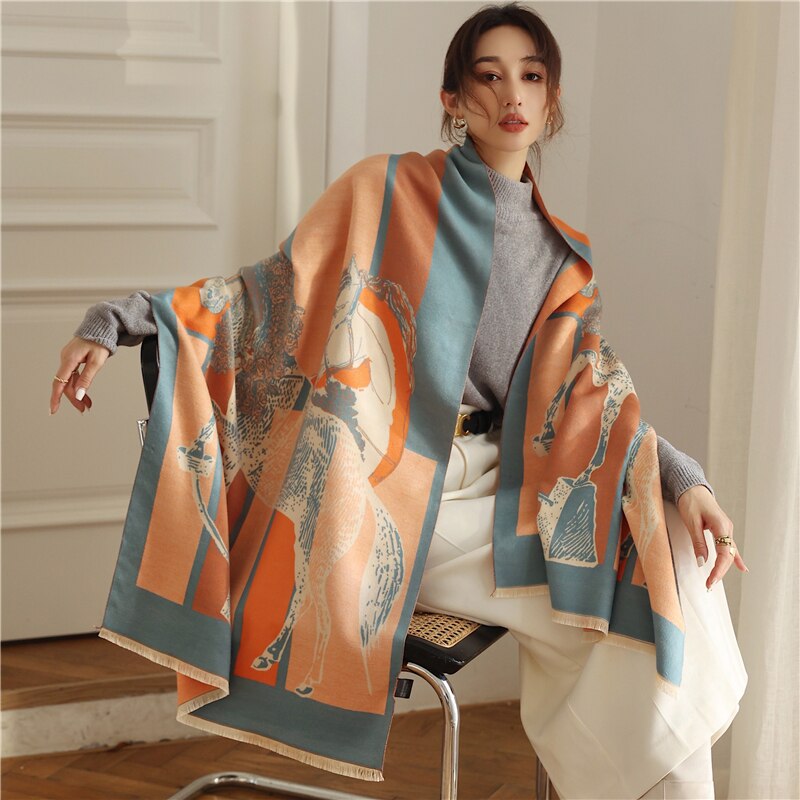 Women's Colorful Printed Warm Scarf