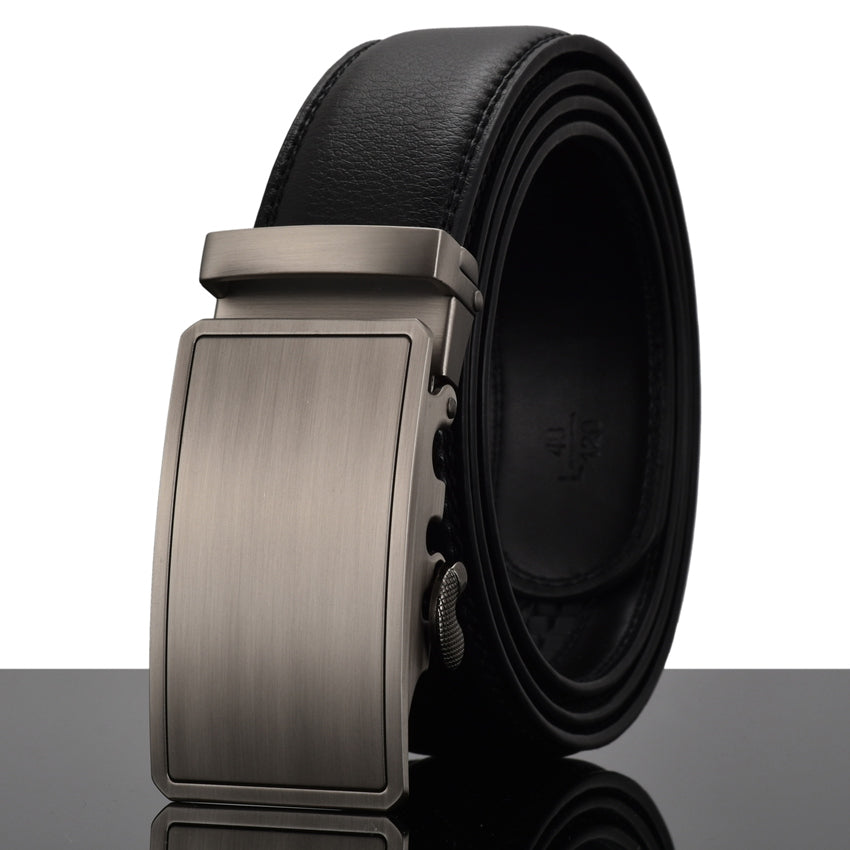 Elegant Monocolor Black Belt With Automatical Buckle