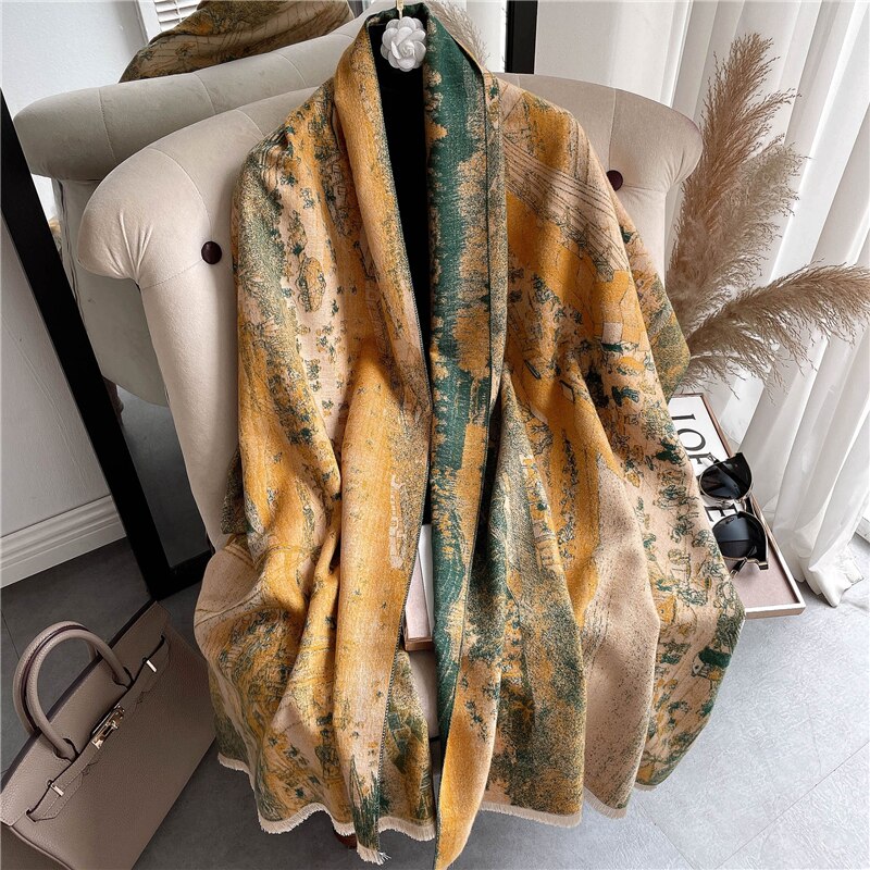 Women's Colorful Printed Warm Scarf