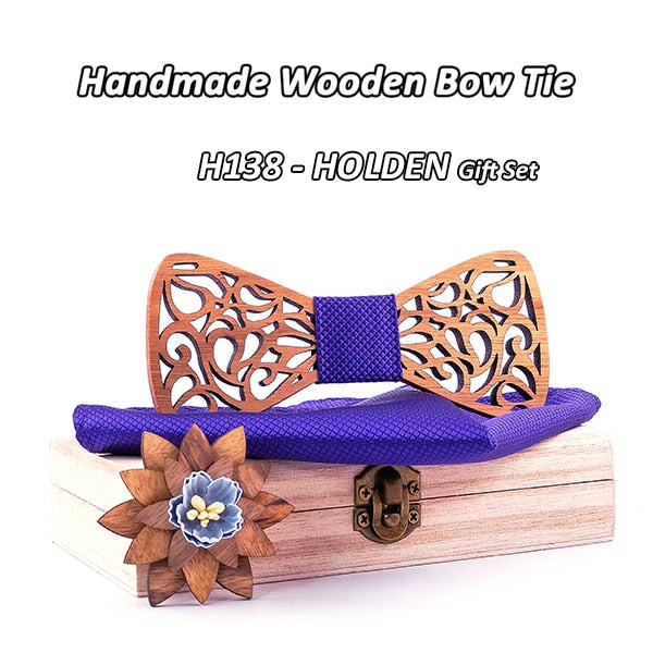 Men's Floral Wood Bow Tie