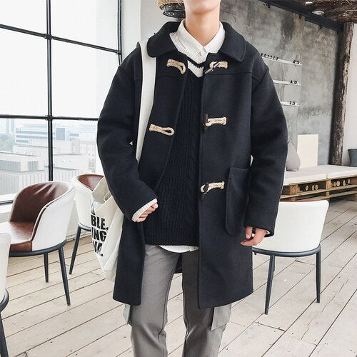 Men's Classic Duffle Coat with Horn Buttons