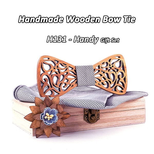 Men's Floral Wood Bow Tie