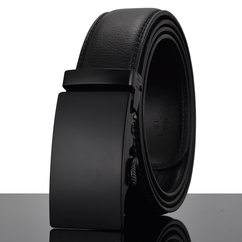 Elegant Monocolor Black Belt With Automatical Buckle