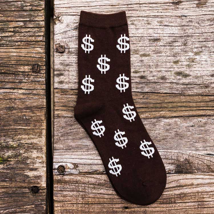 Men's Casual Cotton Socks with Money Themed Pattern