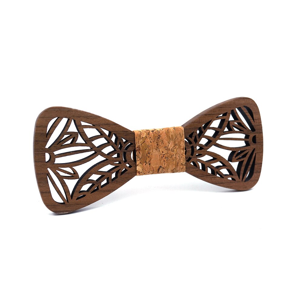 Men's Carved Flowers Wooden Bow Tie