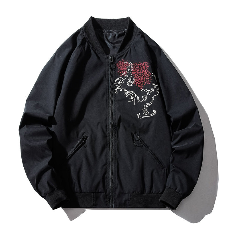 Men's Bomber Jacket with Chinese Dragon Embroidery