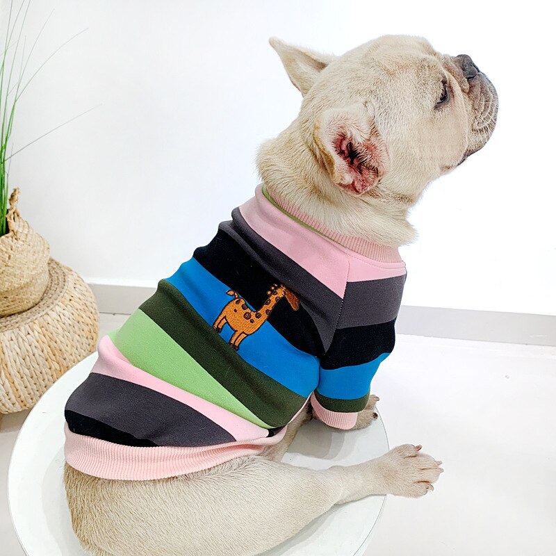 Warm Colorful Striped Owner and Pet Matching Shirt Set