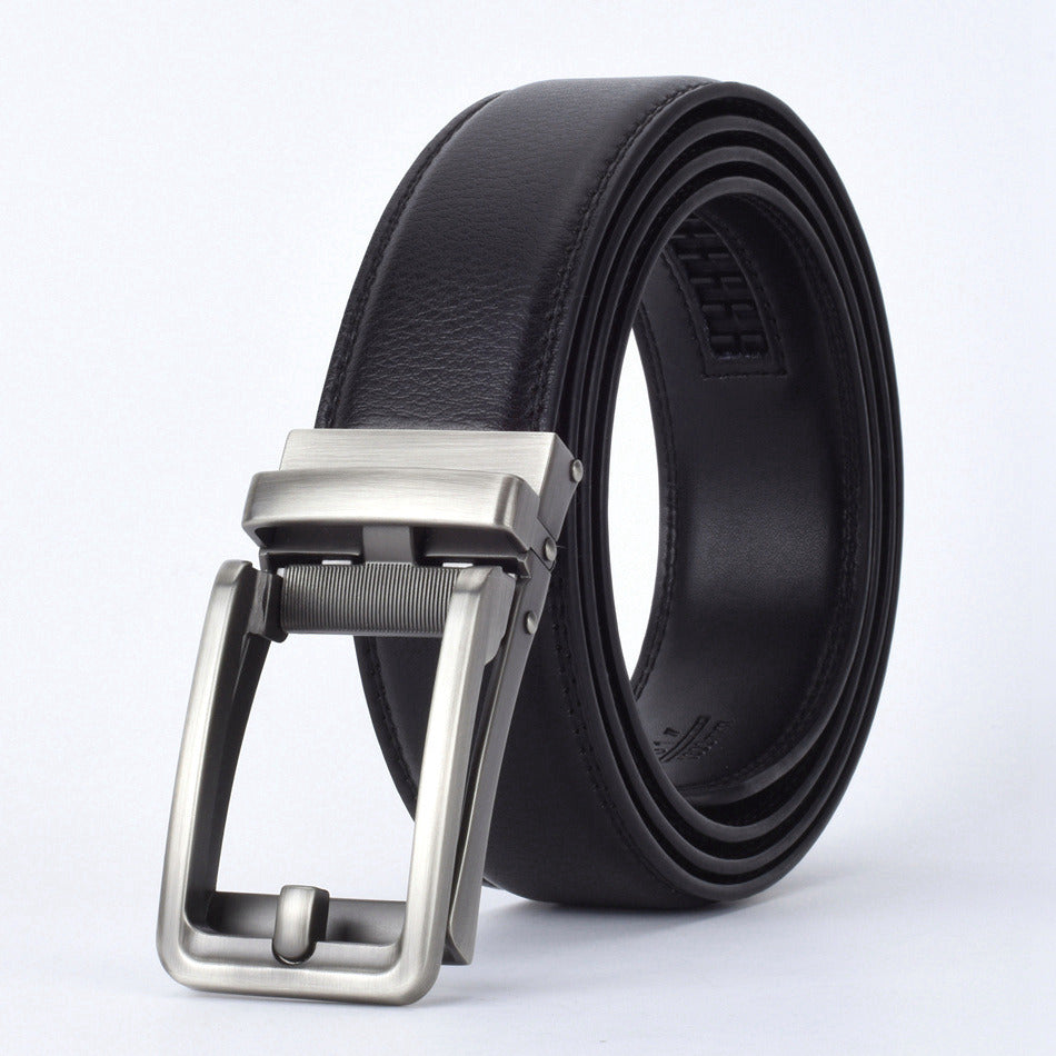 Elegant Monocolor Black Belt With Automatical Buckle