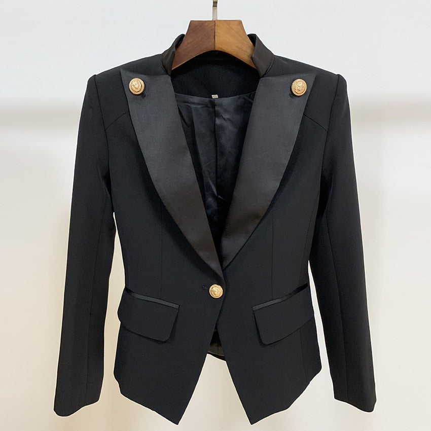 Black and White Women's Jacket with Collar